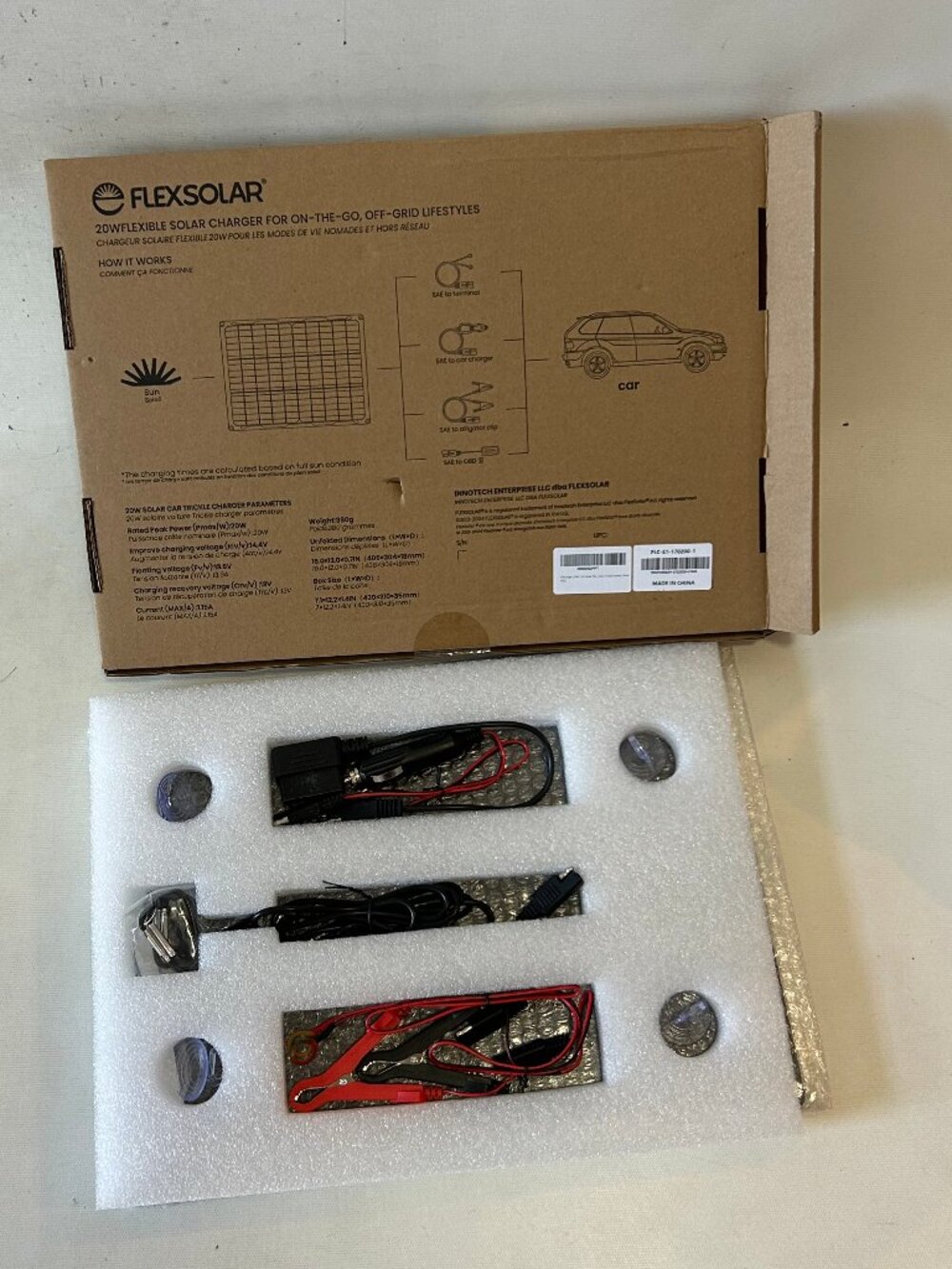 NIB Flexsolar 20W 12V Solar Panel Battery Charger Maintainer Kits Trickle Charge